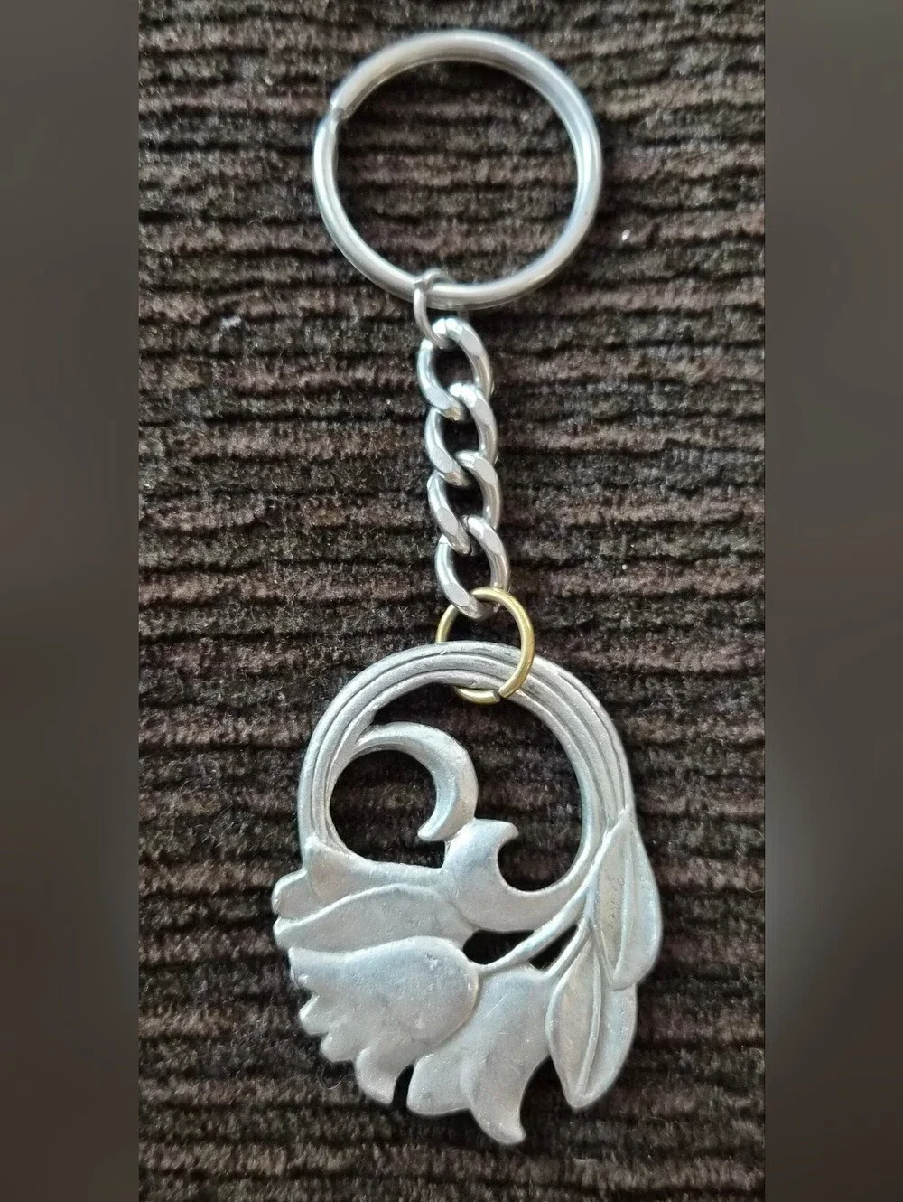 Vintage 1987 Seagull Pewter Canada Tulip Floral (converted) Key Chain/Bag Charm